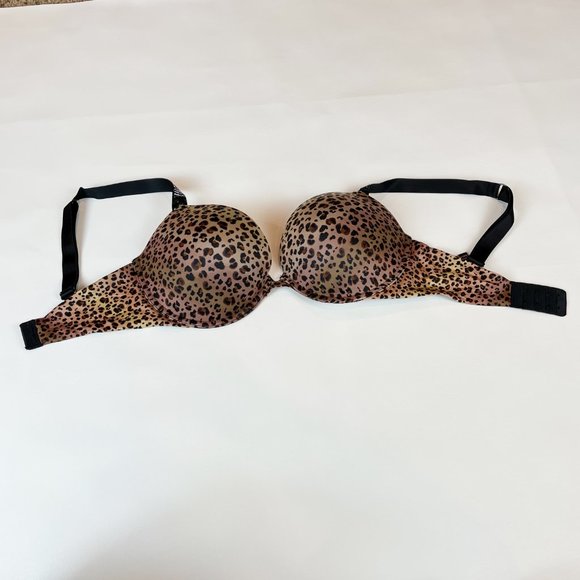 NWOT Victoria's Secret Bra 32DD Very Sexy Push-up Leopard Bling Straps Logo - Picture 2 of 10